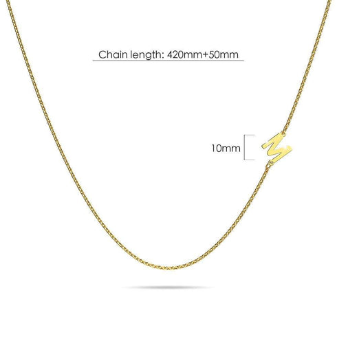 Bold Alphabet Letter Initial Charm Necklace in Gold Tone